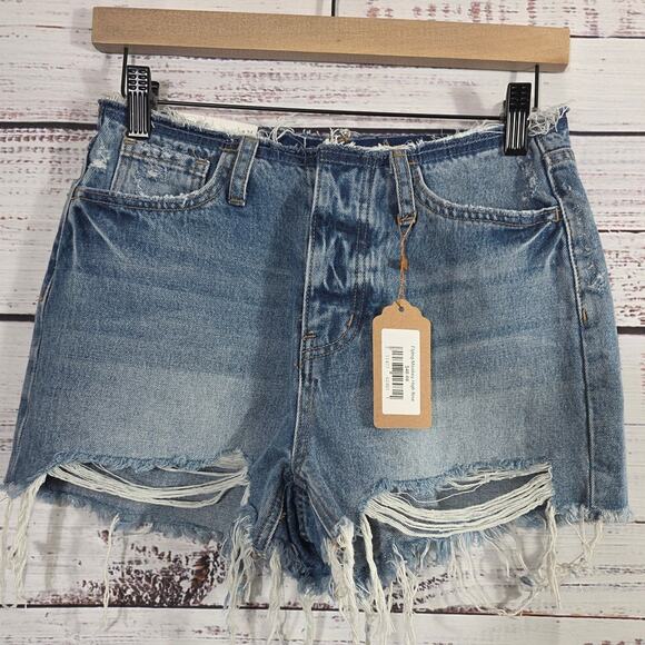 Flying Monkey NWT Distressed High Rise Cutoff Denim Short Women's Size 24 - Picture 1 of 4